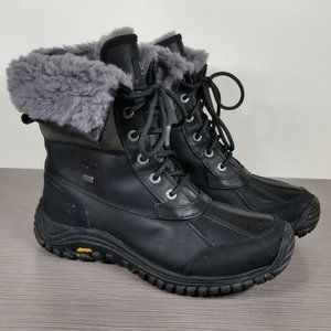 UGG Adirondack II Waterproof Boot, Black Leather, Womens Size 8.5 US / 39.5